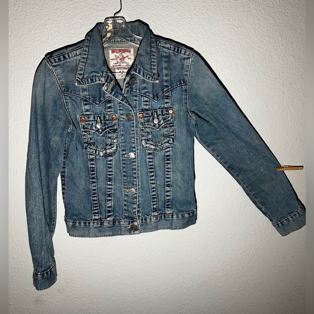 True Religion Women’s Fitted Denim Jean Jacket Small Medium Wash Emily